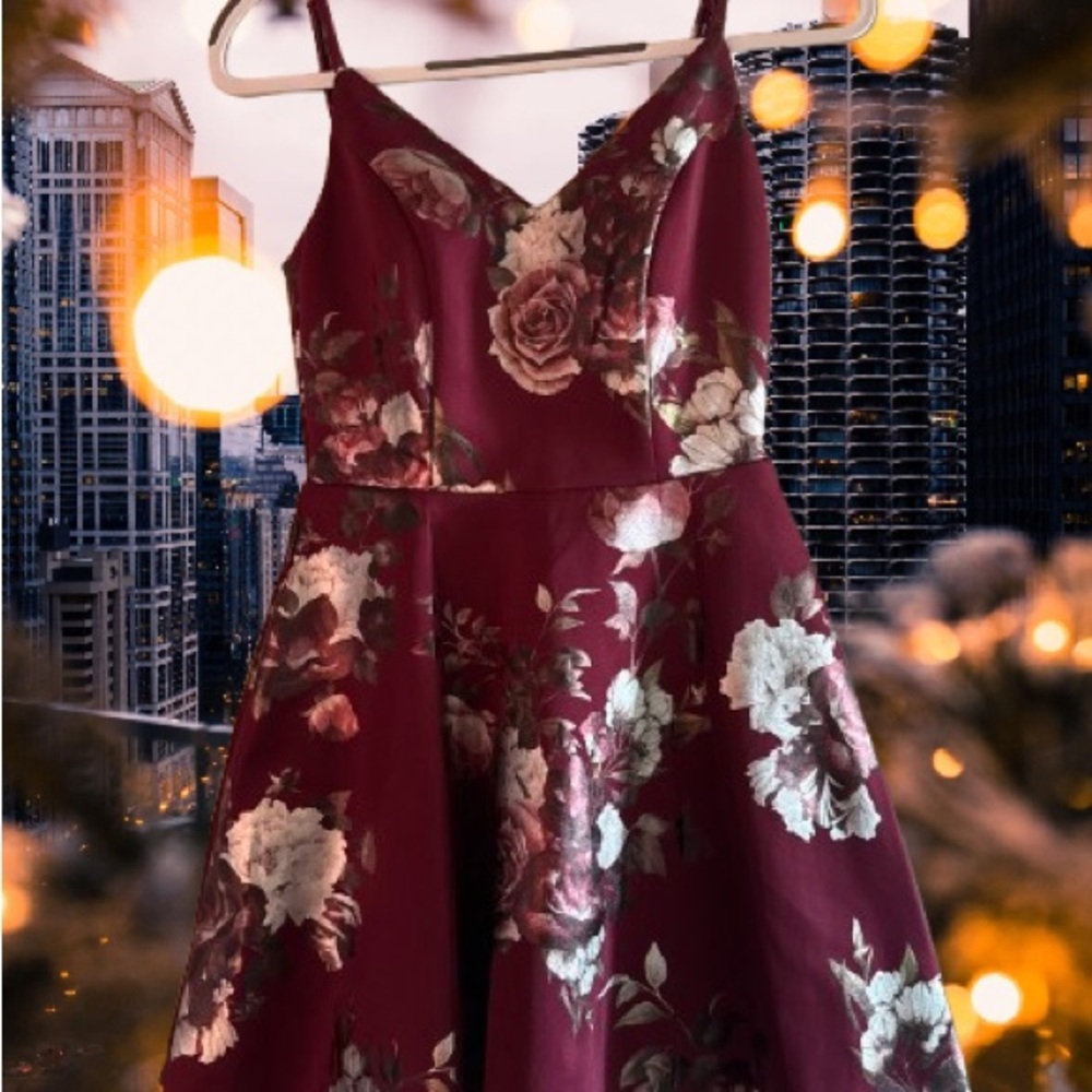 Floral Burgundy Dress